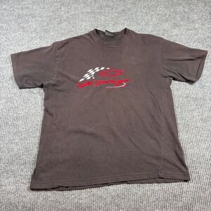 Vintage Chevrolet Racing Men's Large T-Brown Cotton Embroidered Retro